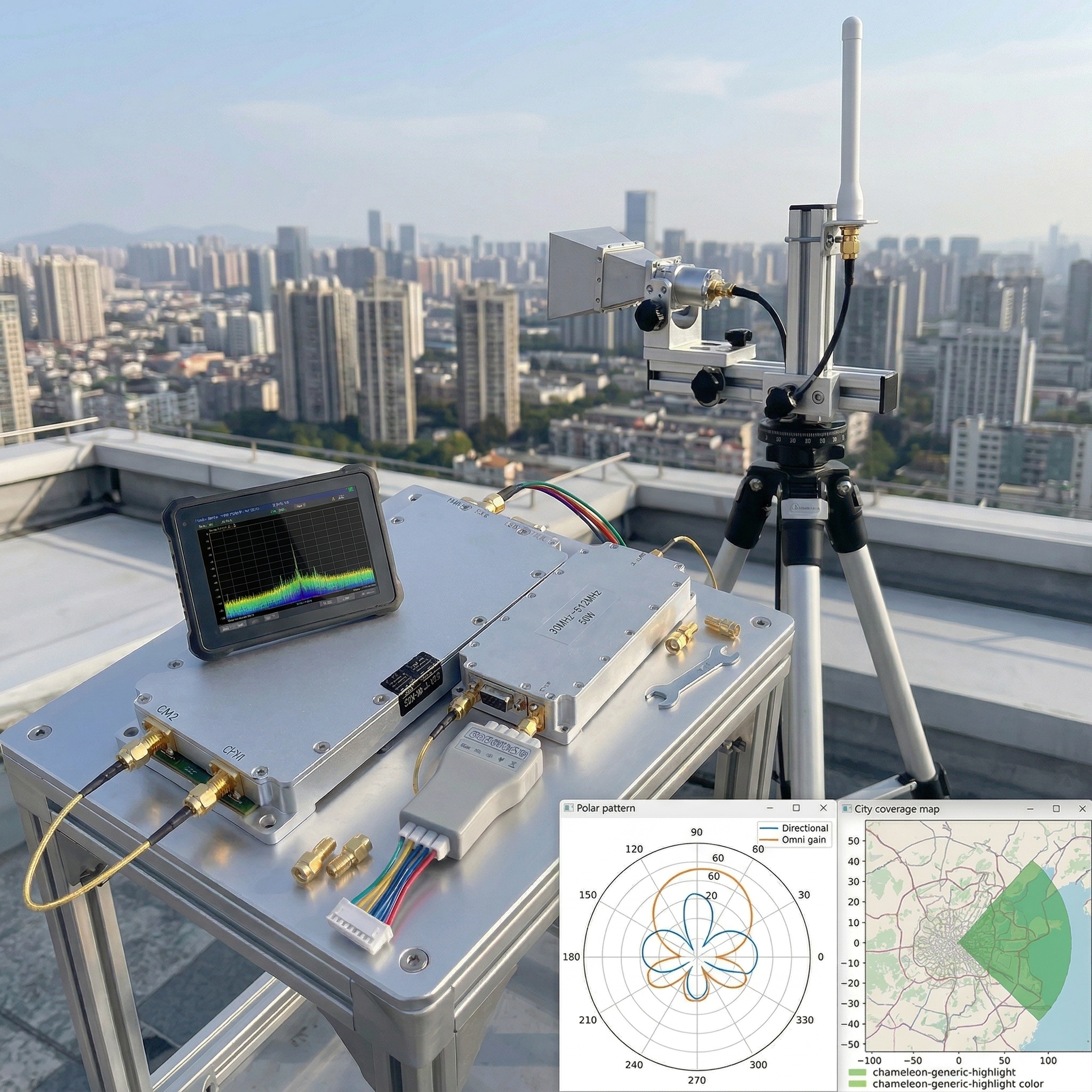 Directional sector monitoring configuration — horn antenna with CorelixRF SDR platform matched for sector-focused signal capture