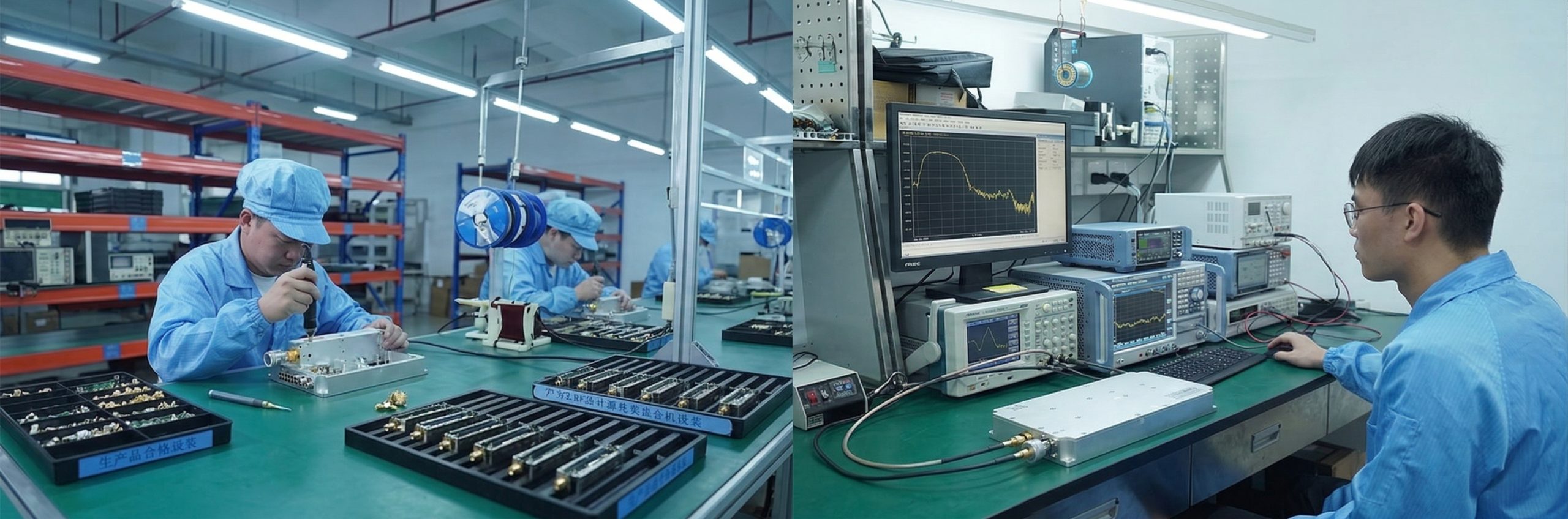 RF output power and gain test on amplifier unit