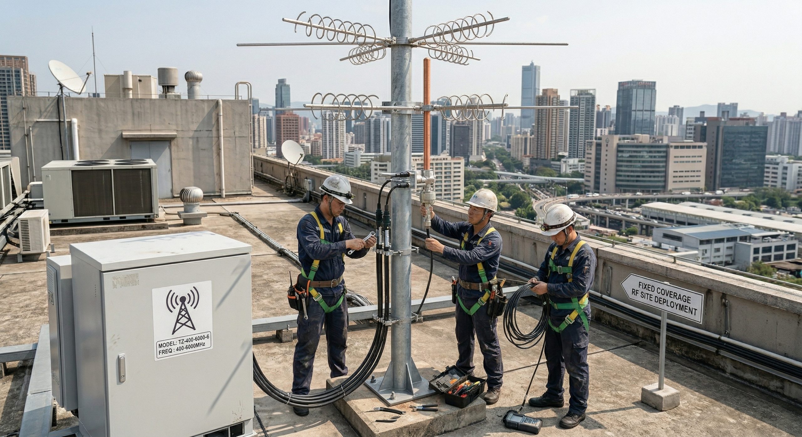 RF antenna outdoor rooftop site deployment installation fixed coverage application