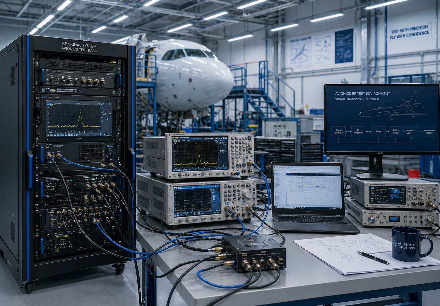 Defense electronics broadband RF countermeasure interference