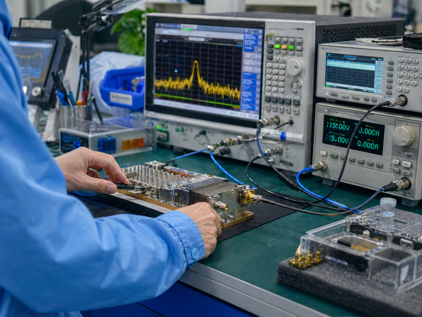 RF product development lab engineering bench