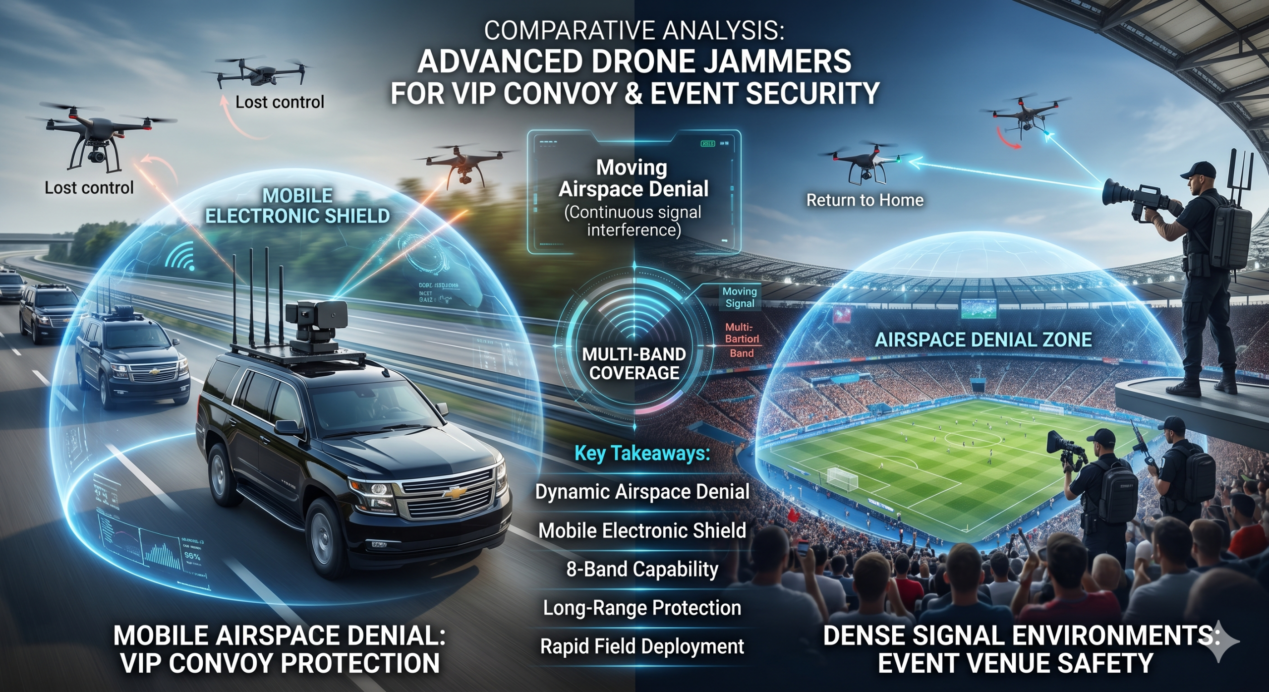 How to Secure VIP Convoys Using Mobile Drone Jammers?