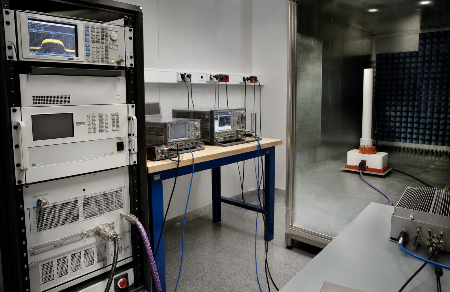EMC immunity test system with RF amplifier and chamber equipment