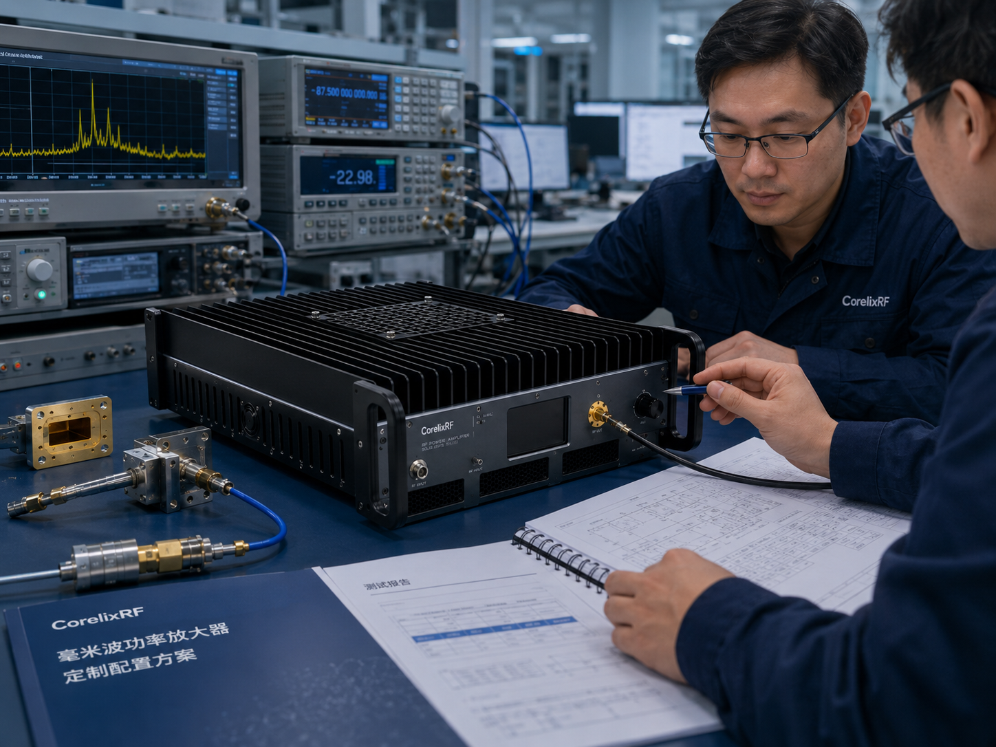 CorelixRF custom millimeter-wave amplifier engineering review scene