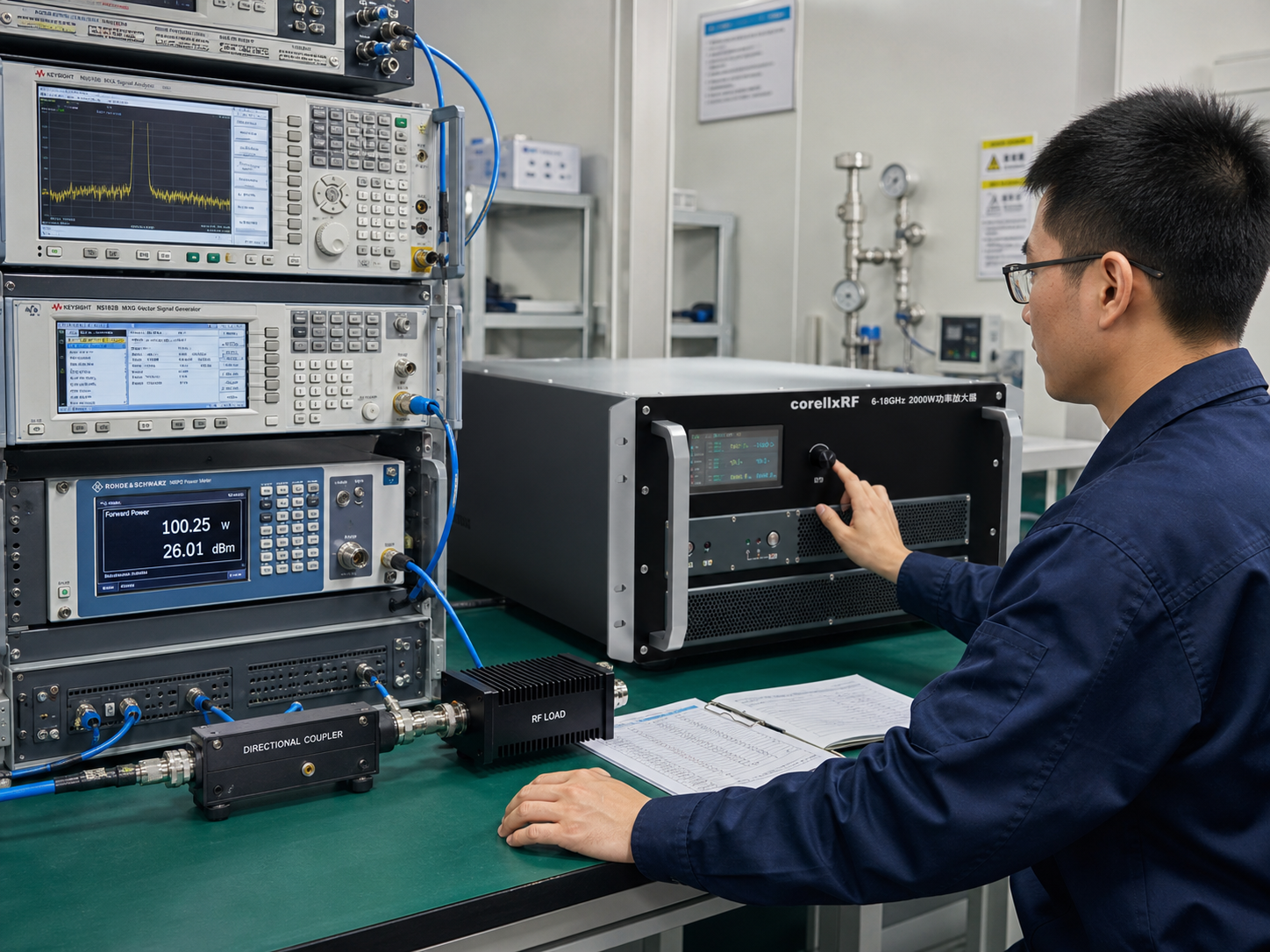 RF testing bench inside CorelixRF factory