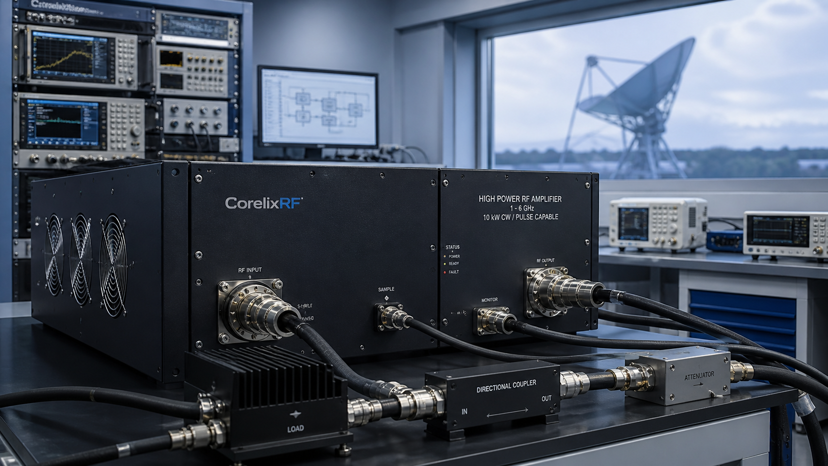 High-power advanced RF broadband amplifier system integration