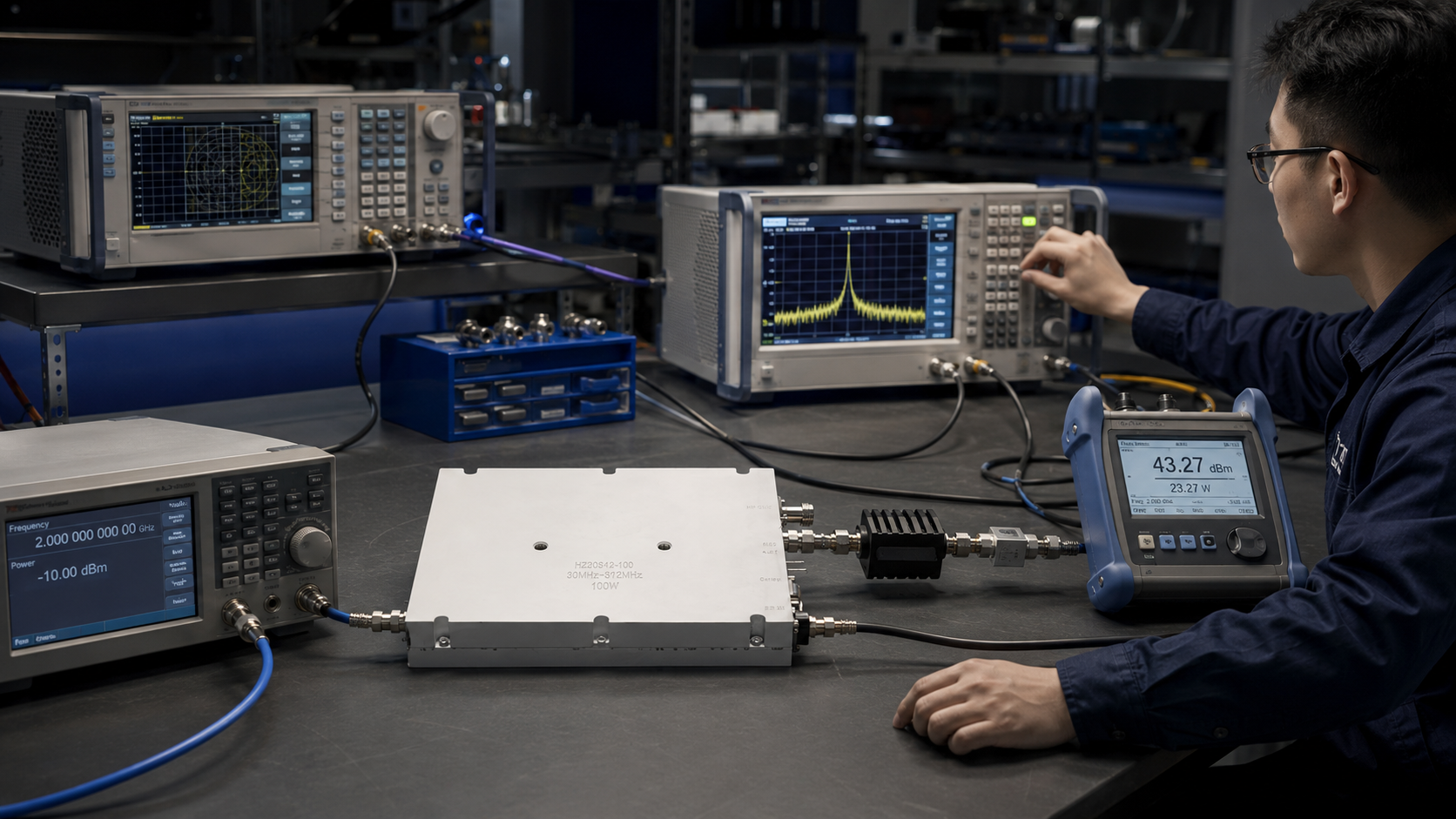 CorelixRF RF amplifier test bench validation