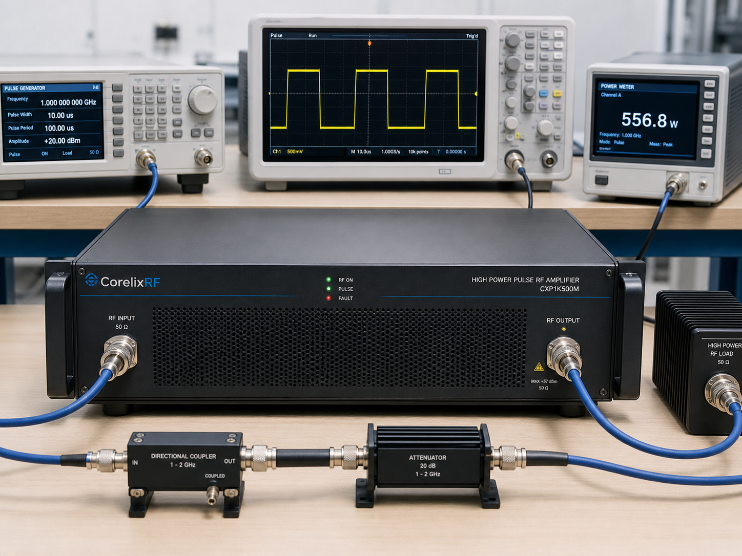 Pulse RF power amplifier high-power system cabinet