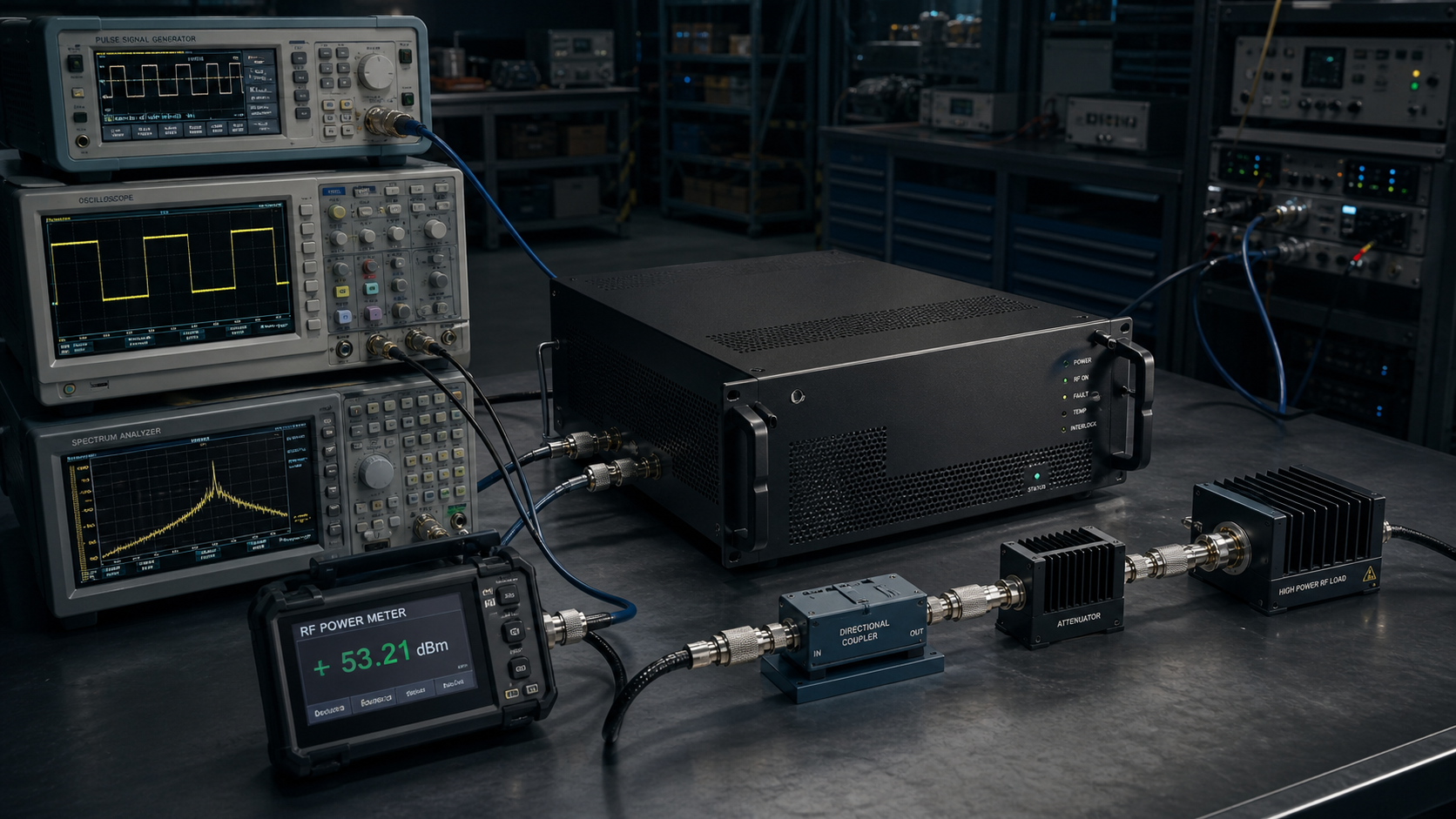 CorelixRF pulsed RF amplifier validation test environment