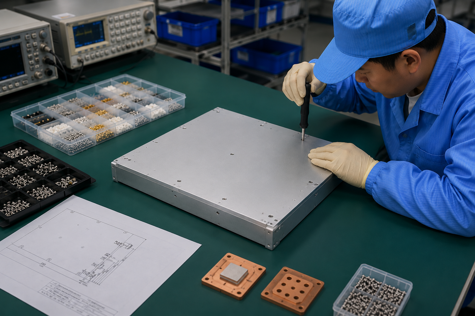 RF power module assembly in factory