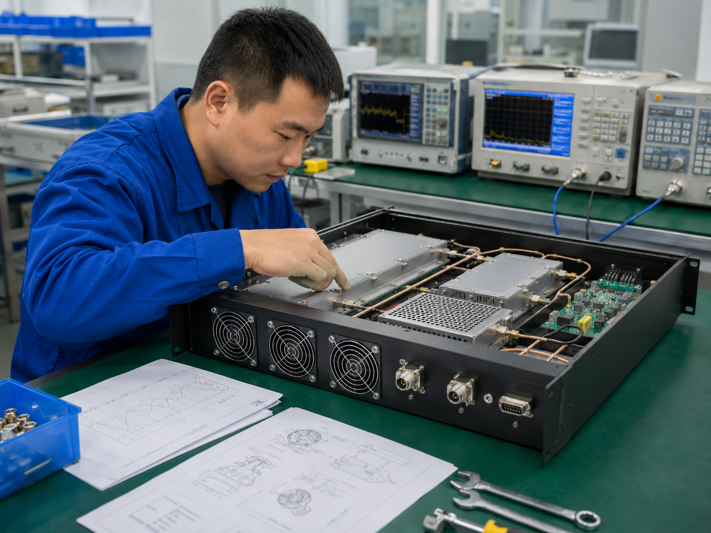 Rack-mount RF amplifier system integration