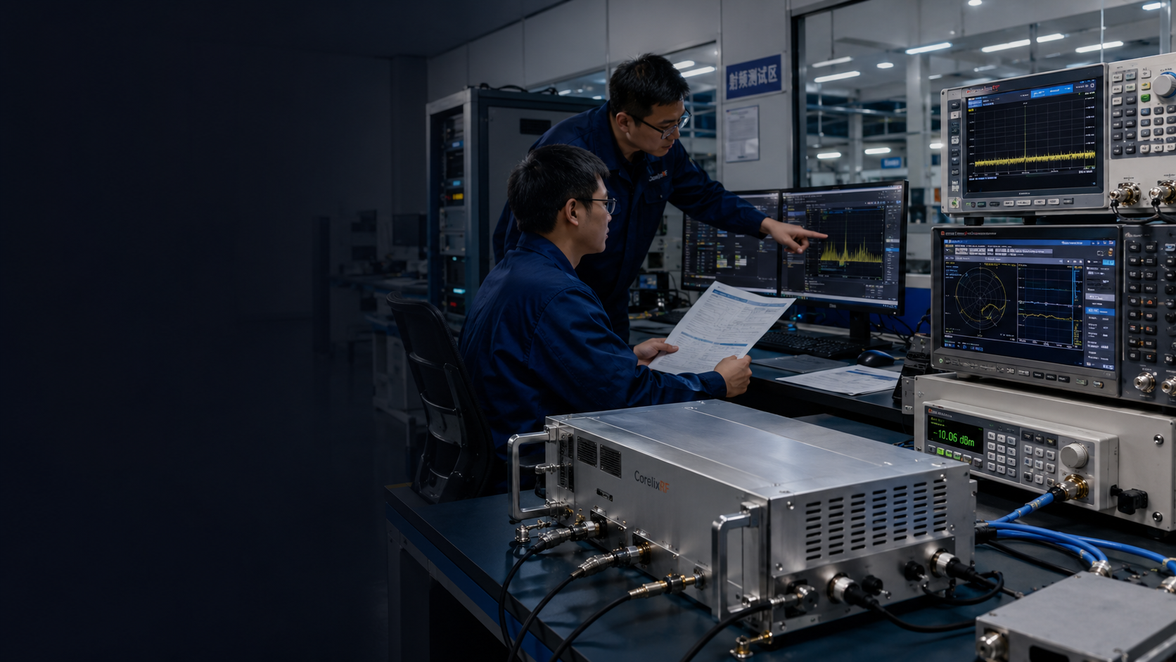 RF testing and documentation capability with factory test bench