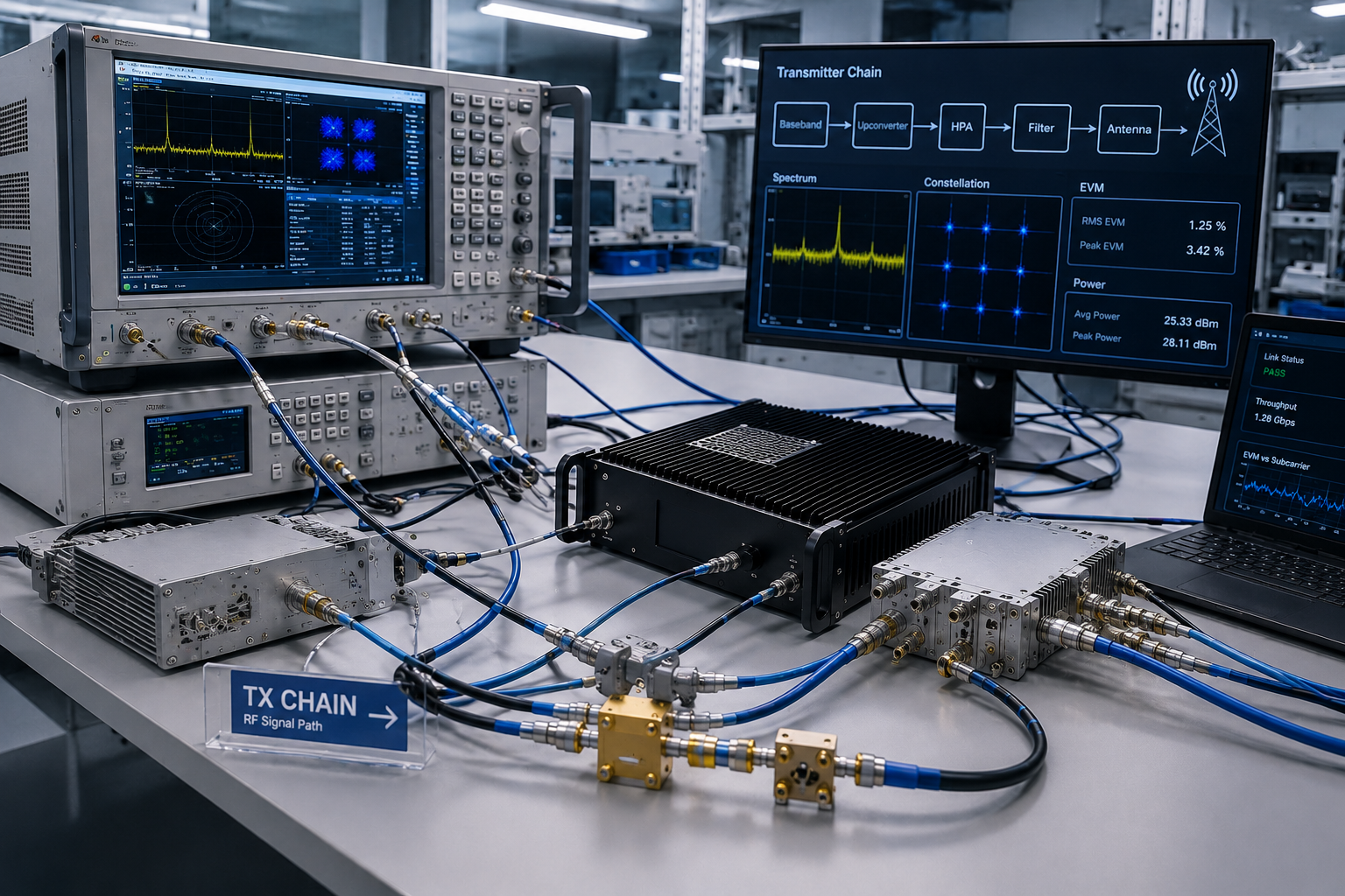 High-frequency communication test bench image