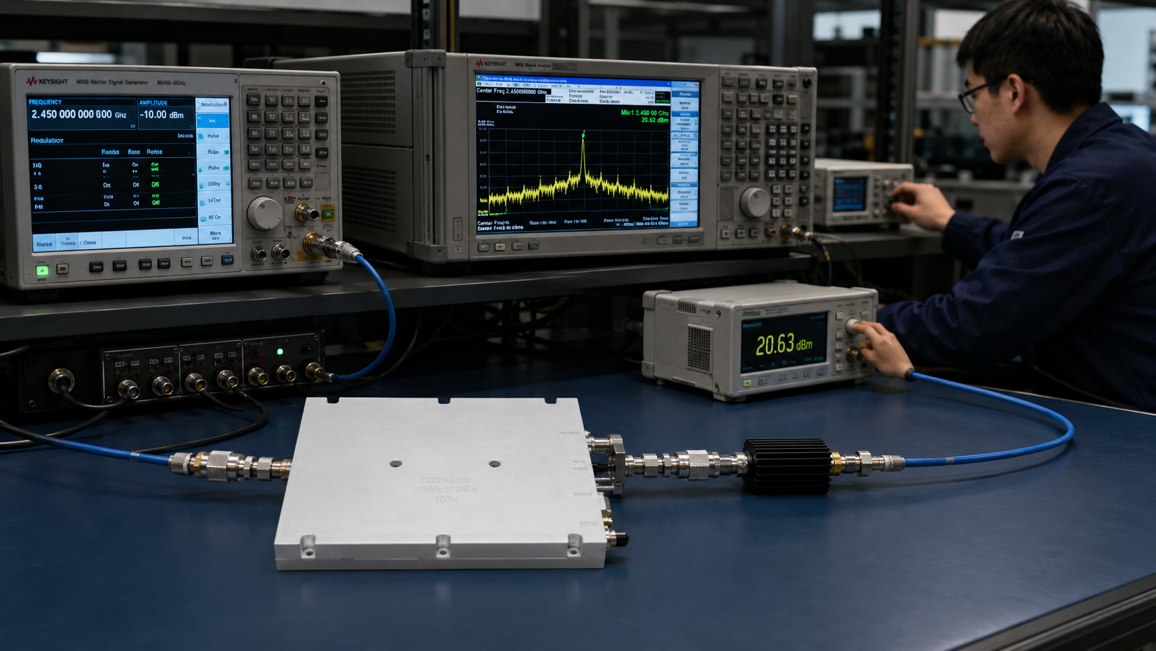 RF amplifier testing and validation setup