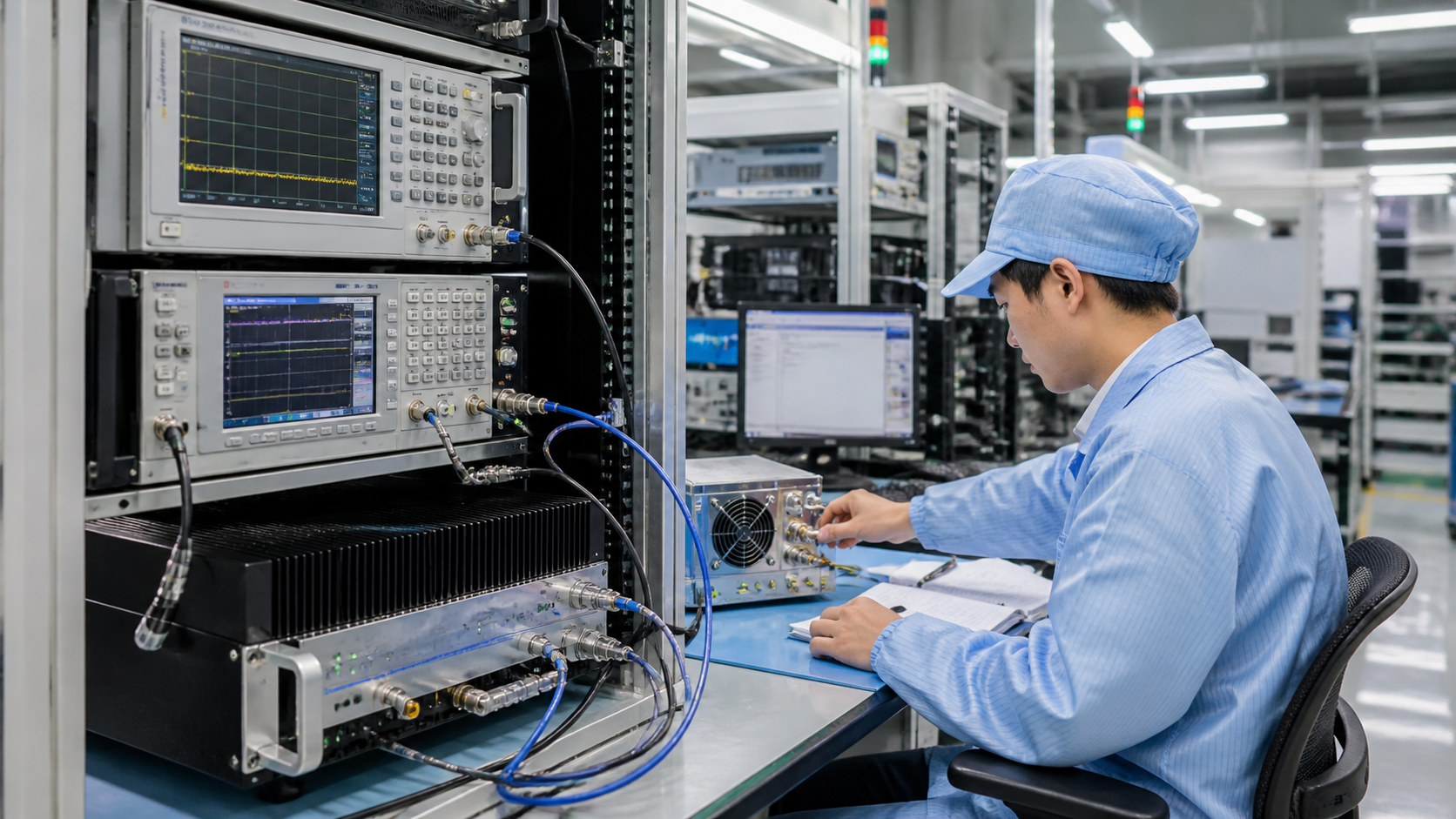 CorelixRF RF amplifier factory testing and validation area