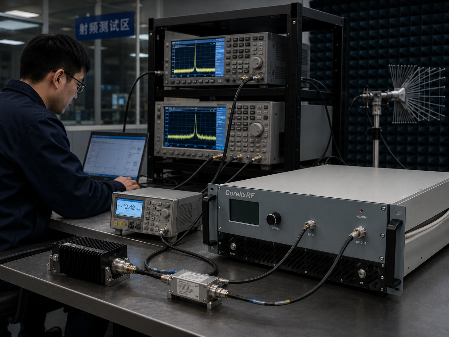 UHF communication RF test system