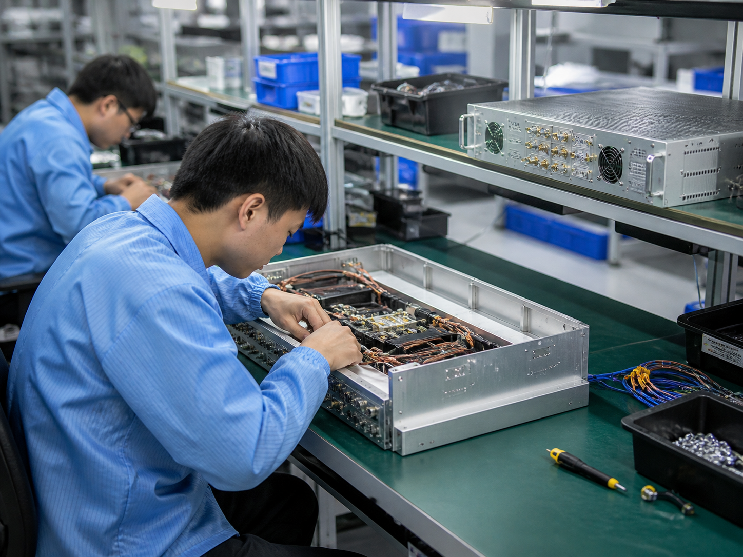 RF amplifier assembly and inspection workshop