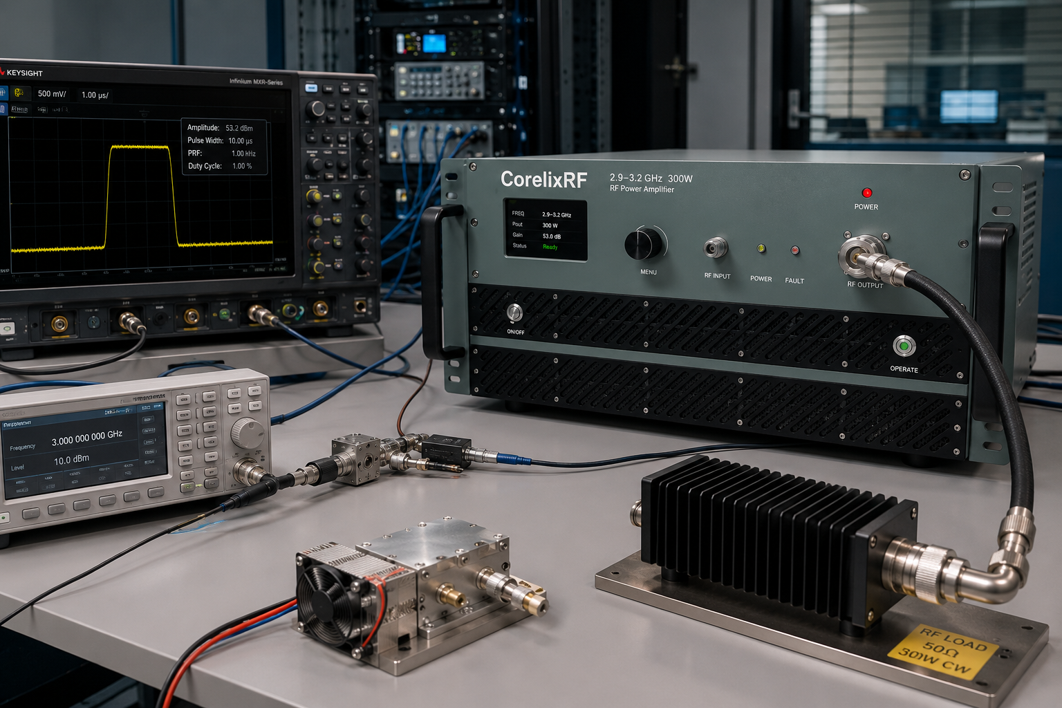 CorelixRF radar front-end and pulsed RF amplifier system support