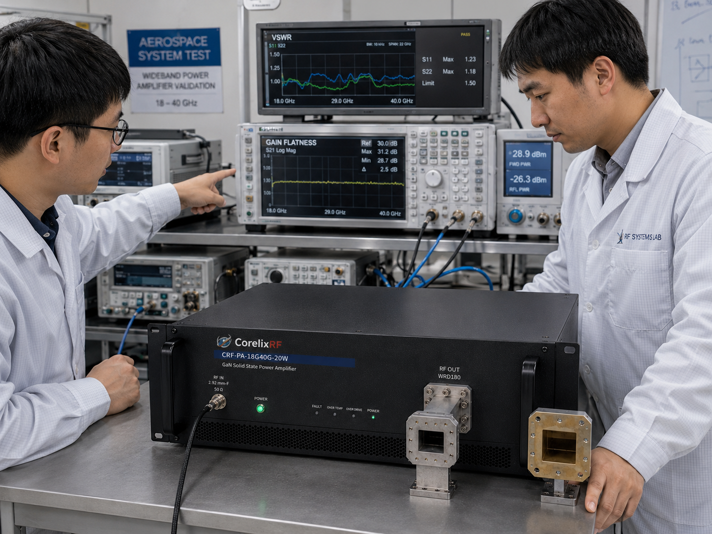 CorelixRF 18-40 GHz Microwave Power Amplifier Specifications