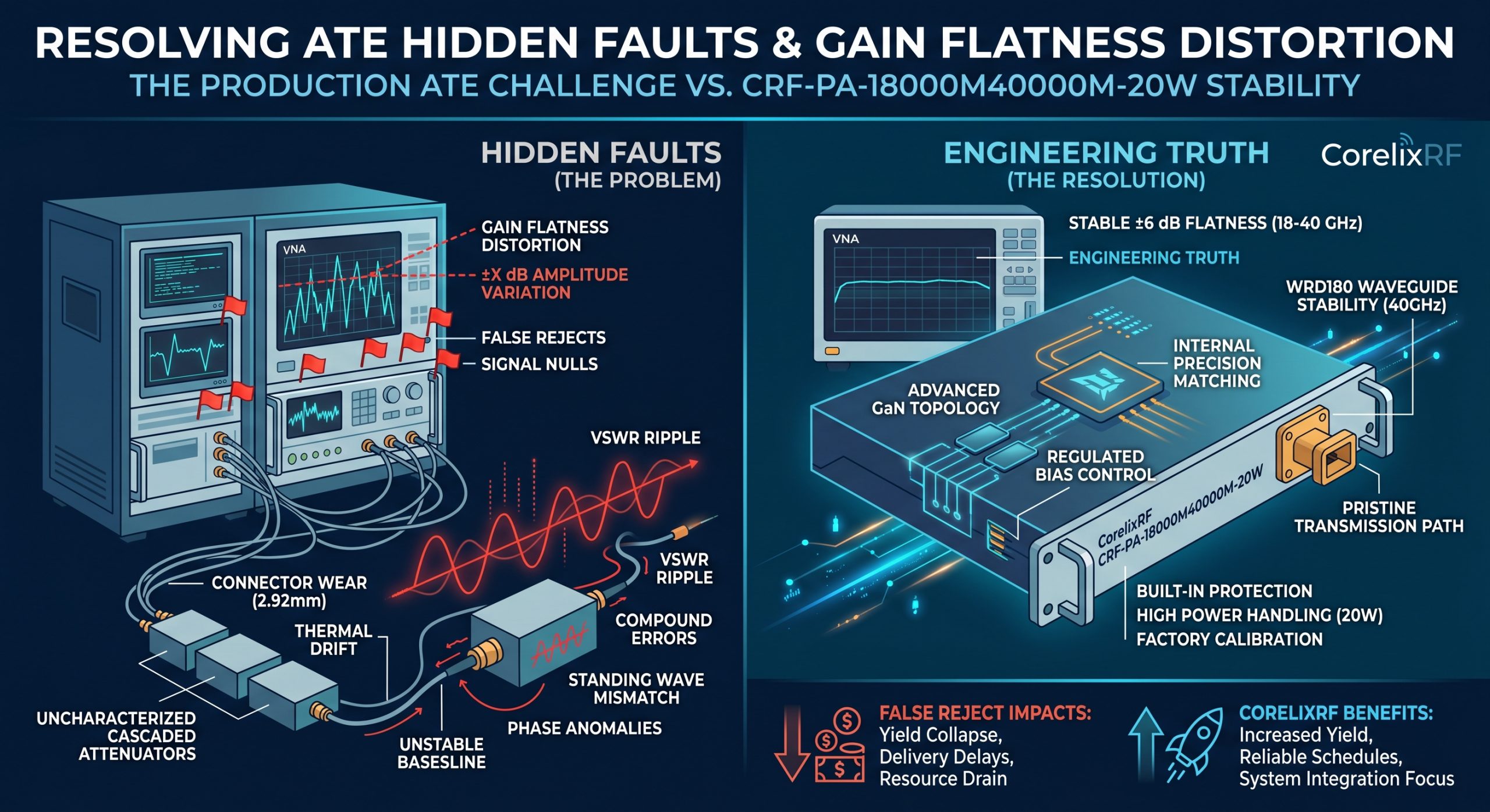How to Fix Gain Flatness Distortion in 18-40GHz ATE Setups?