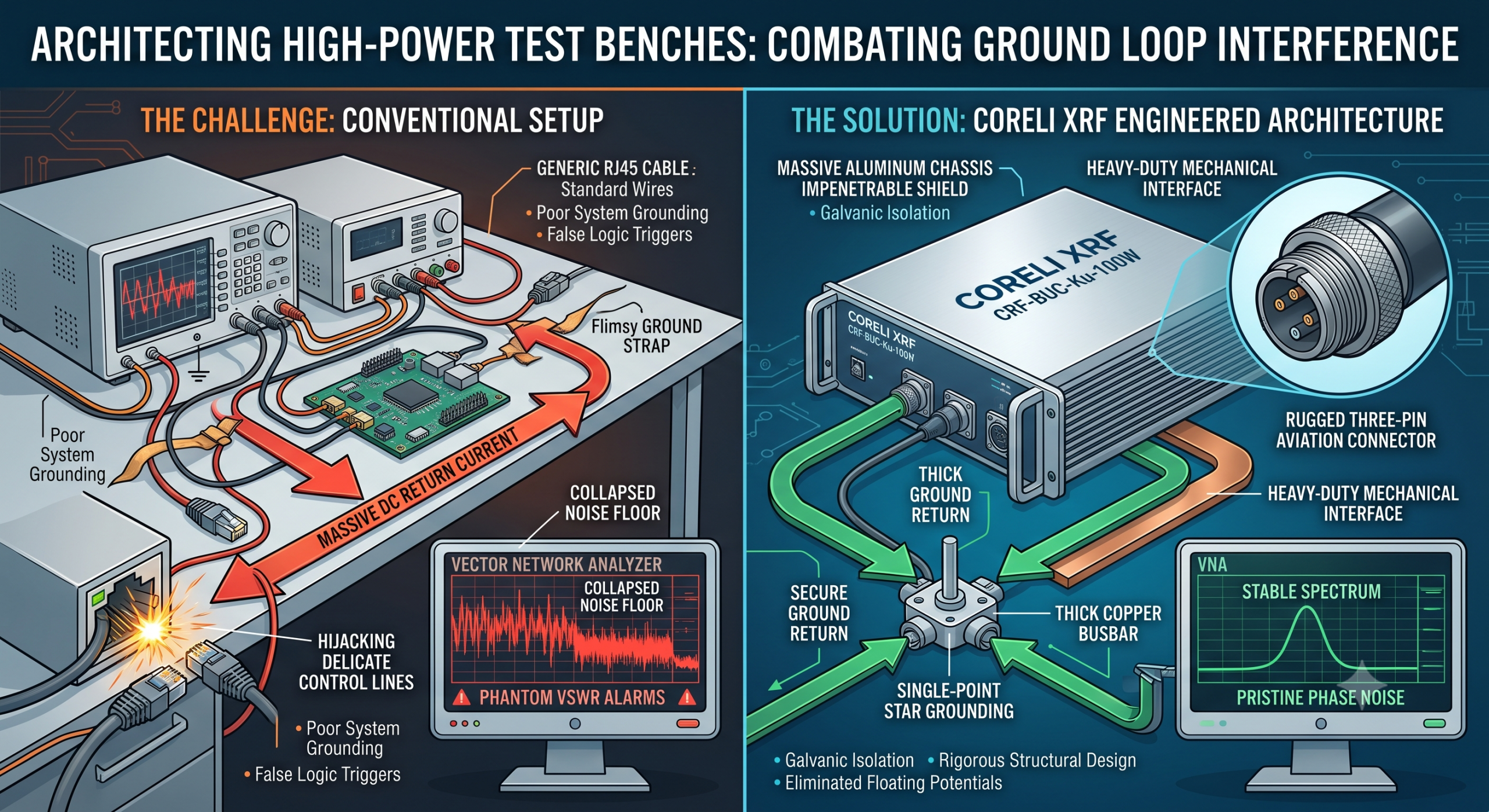 How to Design RF Test Bench Grounding for 100W Ku-Band Systems?