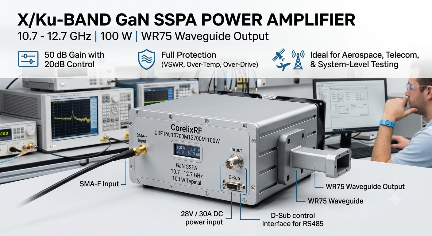 10.7-12.7 GHz 100W RF Power Amplifier: GaN SSPA Guide
