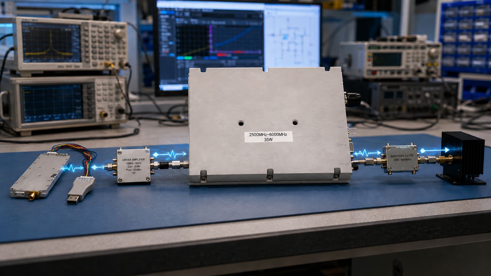 CorelixRF SDR RF chain amplifier stage for signal source to antenna path