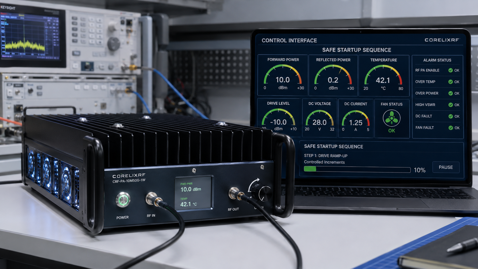 Bench Setup Guide: 10 MHz-50 GHz Ultra-Wideband RF Amplifier