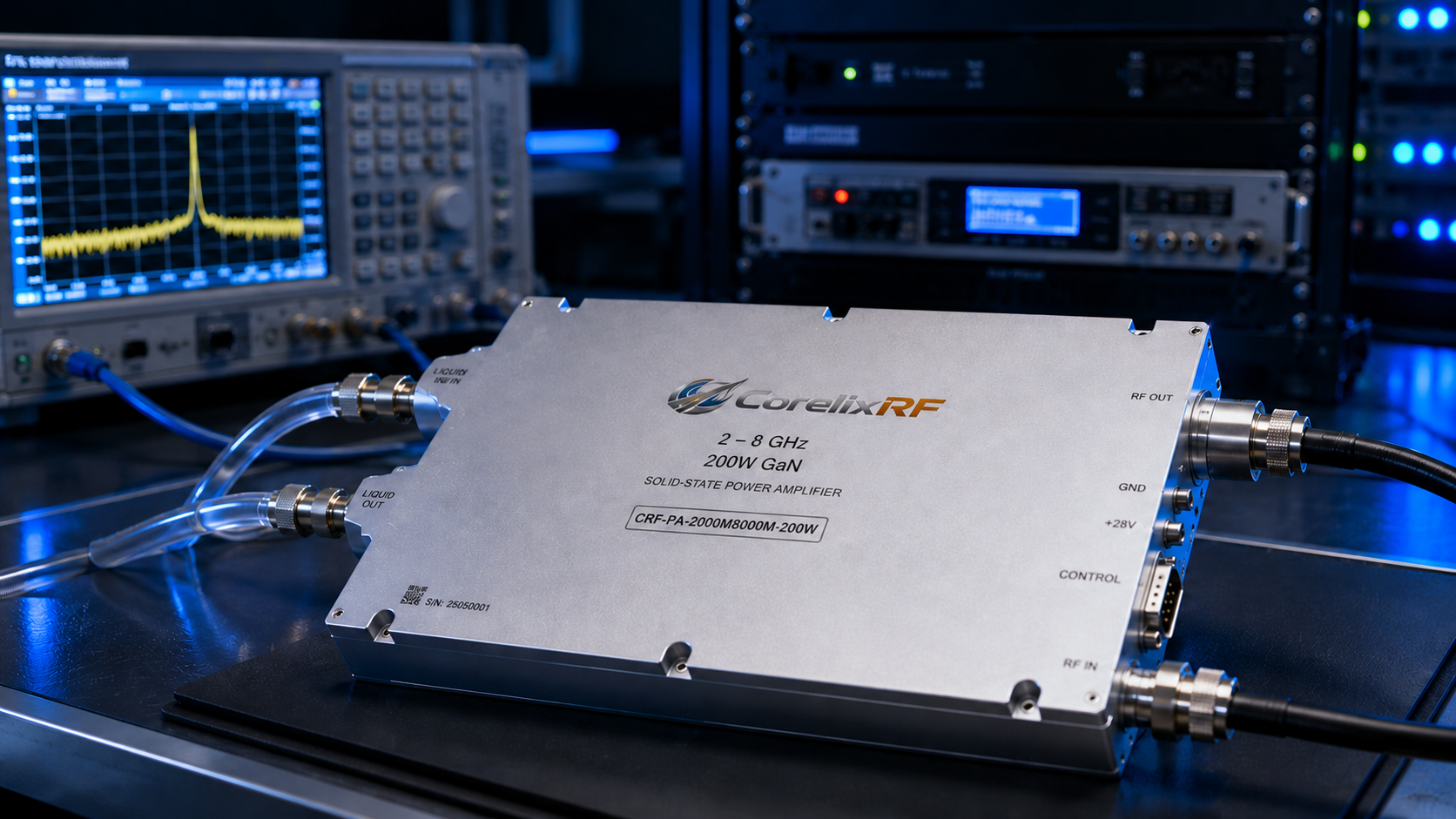 2-8 GHz 200W RF Power Amplifier for Broadband Microwave Testing