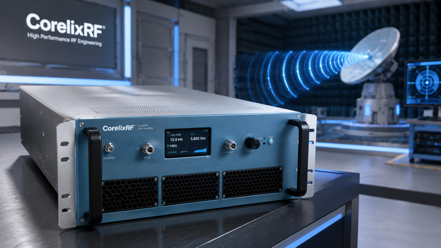 4-8 GHz 200W C-Band GaN RF Amplifier for Radar and Communications Testing