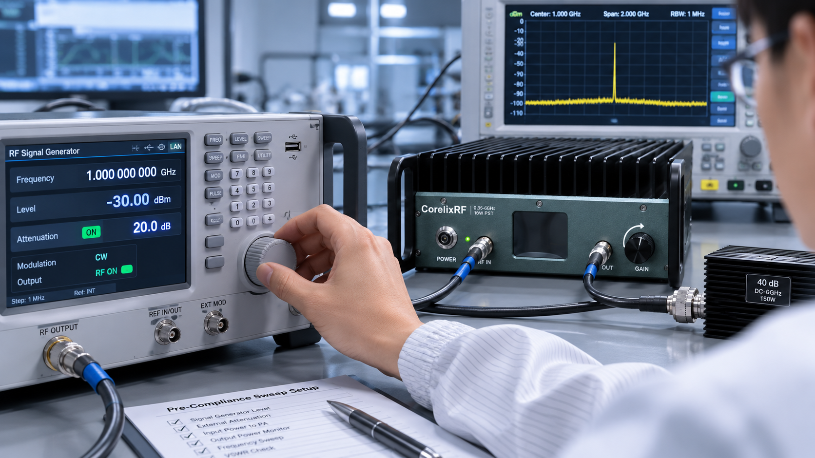 350 MHz-6 GHz 16W EMC RF Amplifier Bench SOP