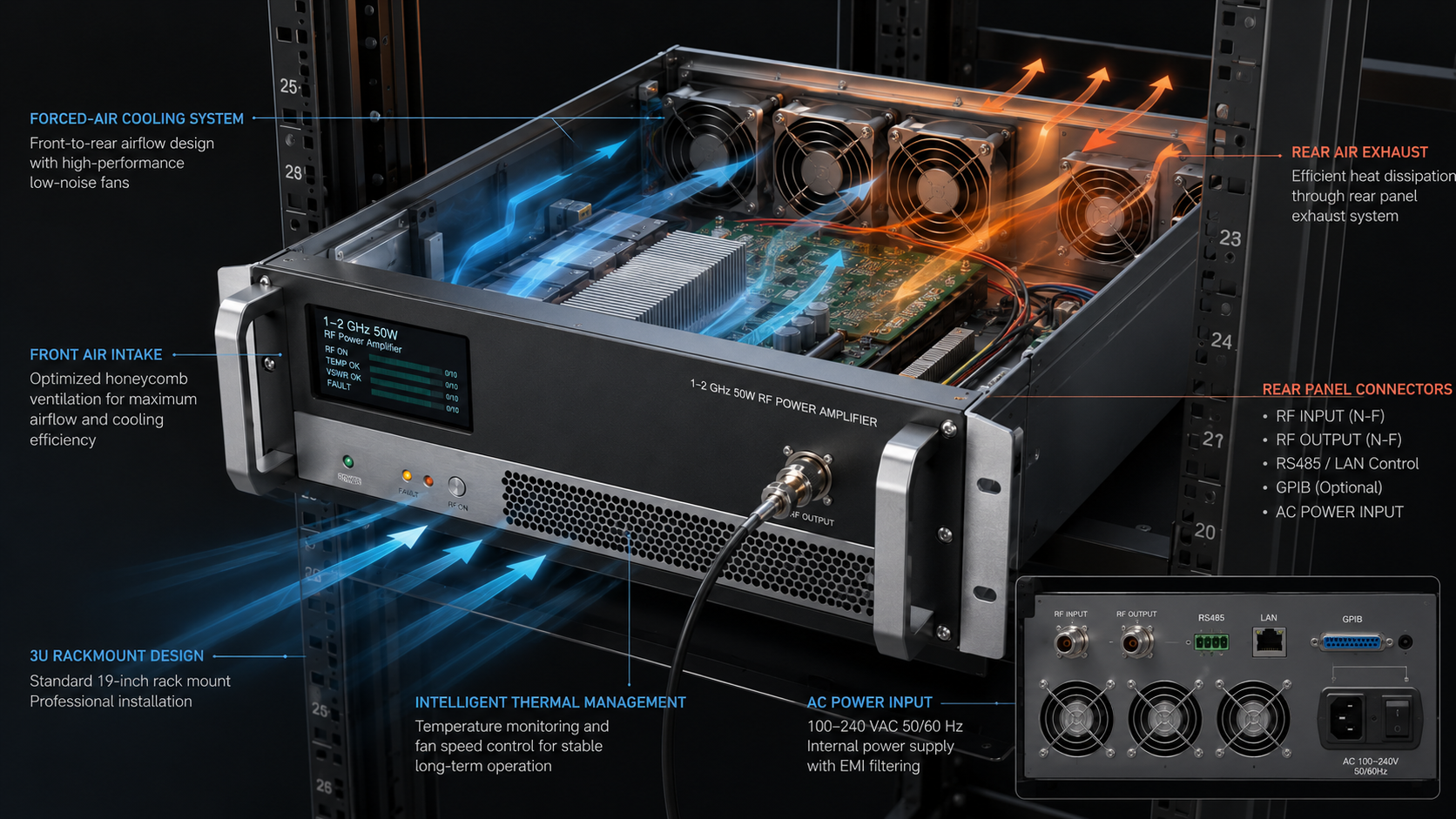 1-2 GHz 50W RF Power Amplifier RFQ Guide & Test Bench Scorecard
