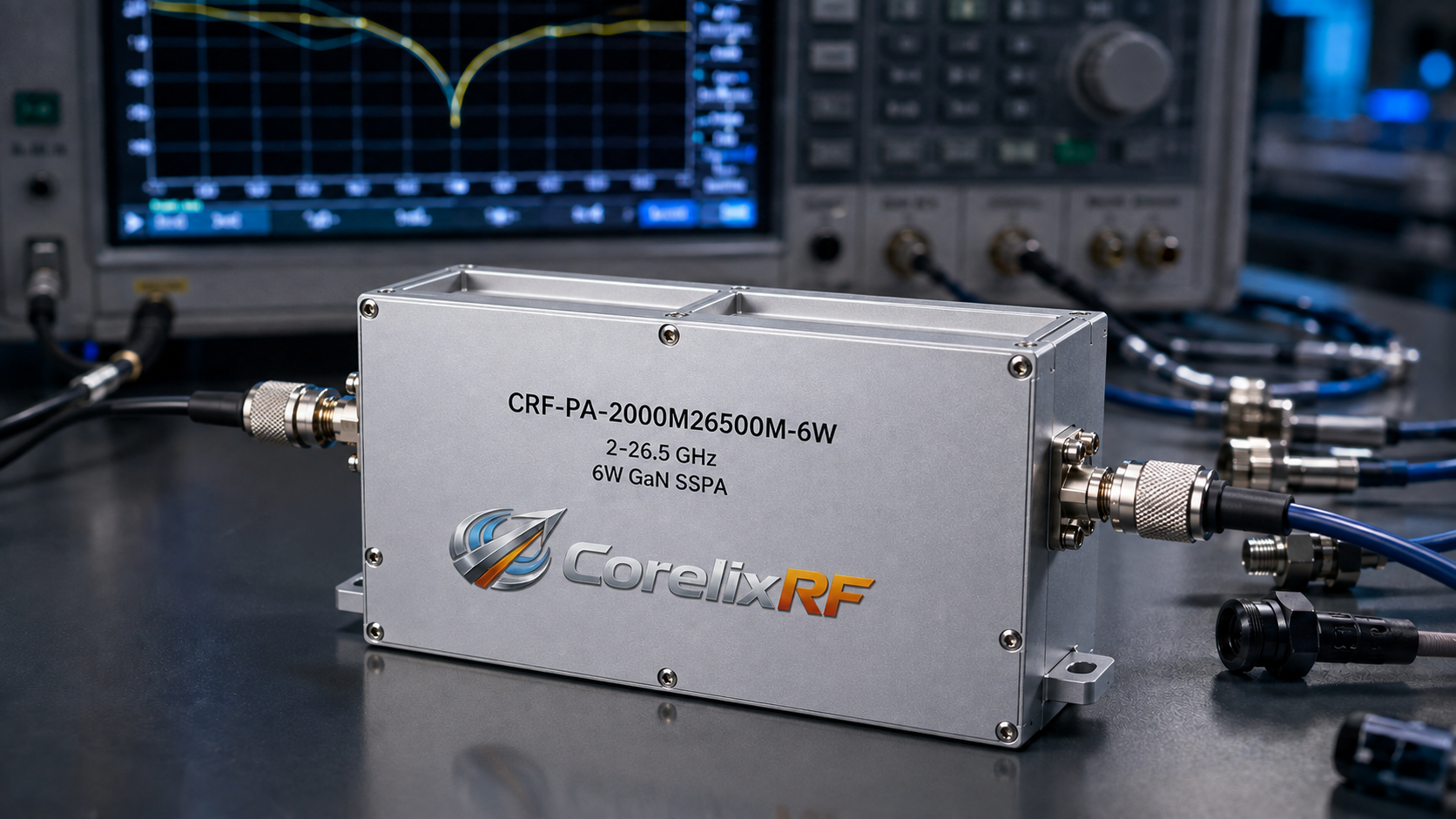 6W 2 to 26.5 GHz Wideband RF Amplifier for Microwave Tests