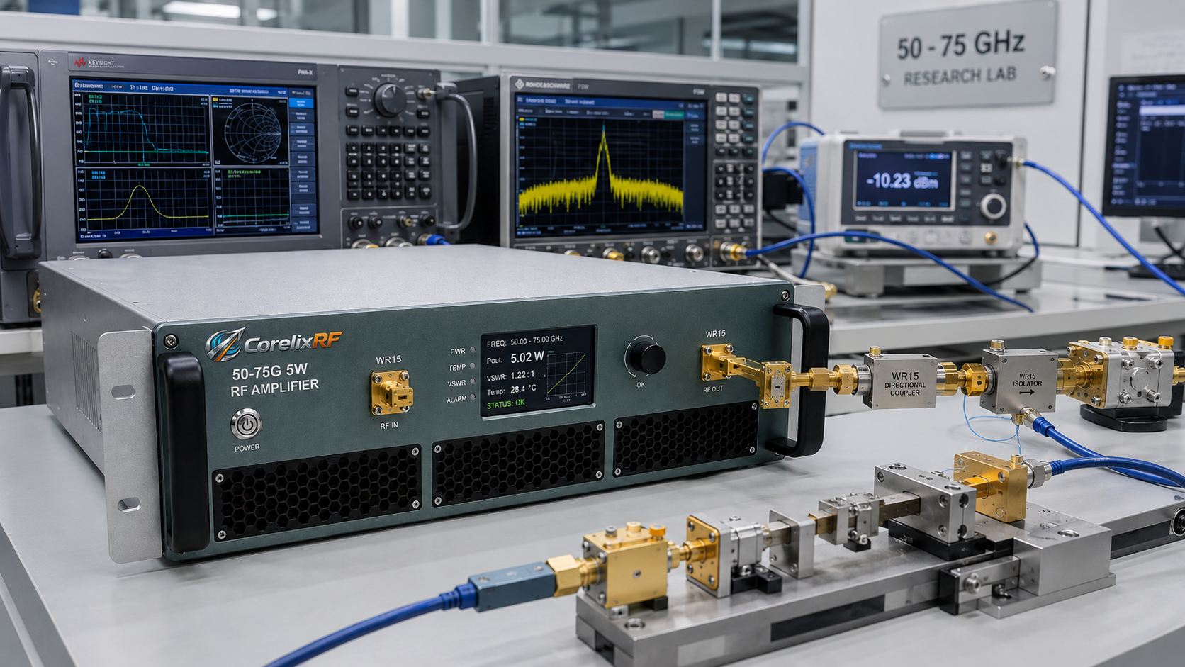 50-75 GHz 5W mmWave RF Amplifier for WR15 Test Platforms
