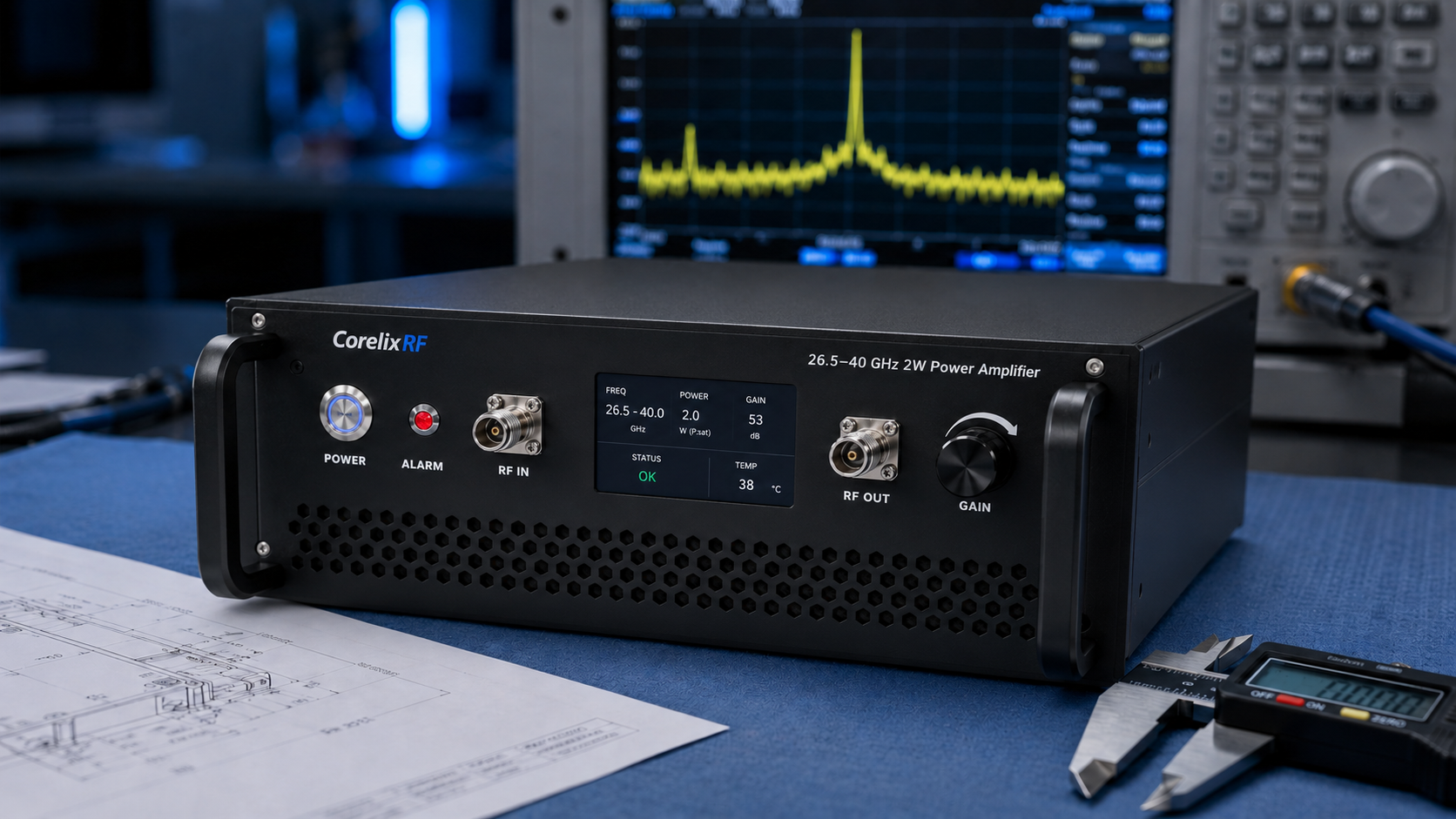 Selection Guide: CRF-PA-26500M40000M-2W 26.5 GHz to 40 GHz 2 W Ka-Band RF Amplifier