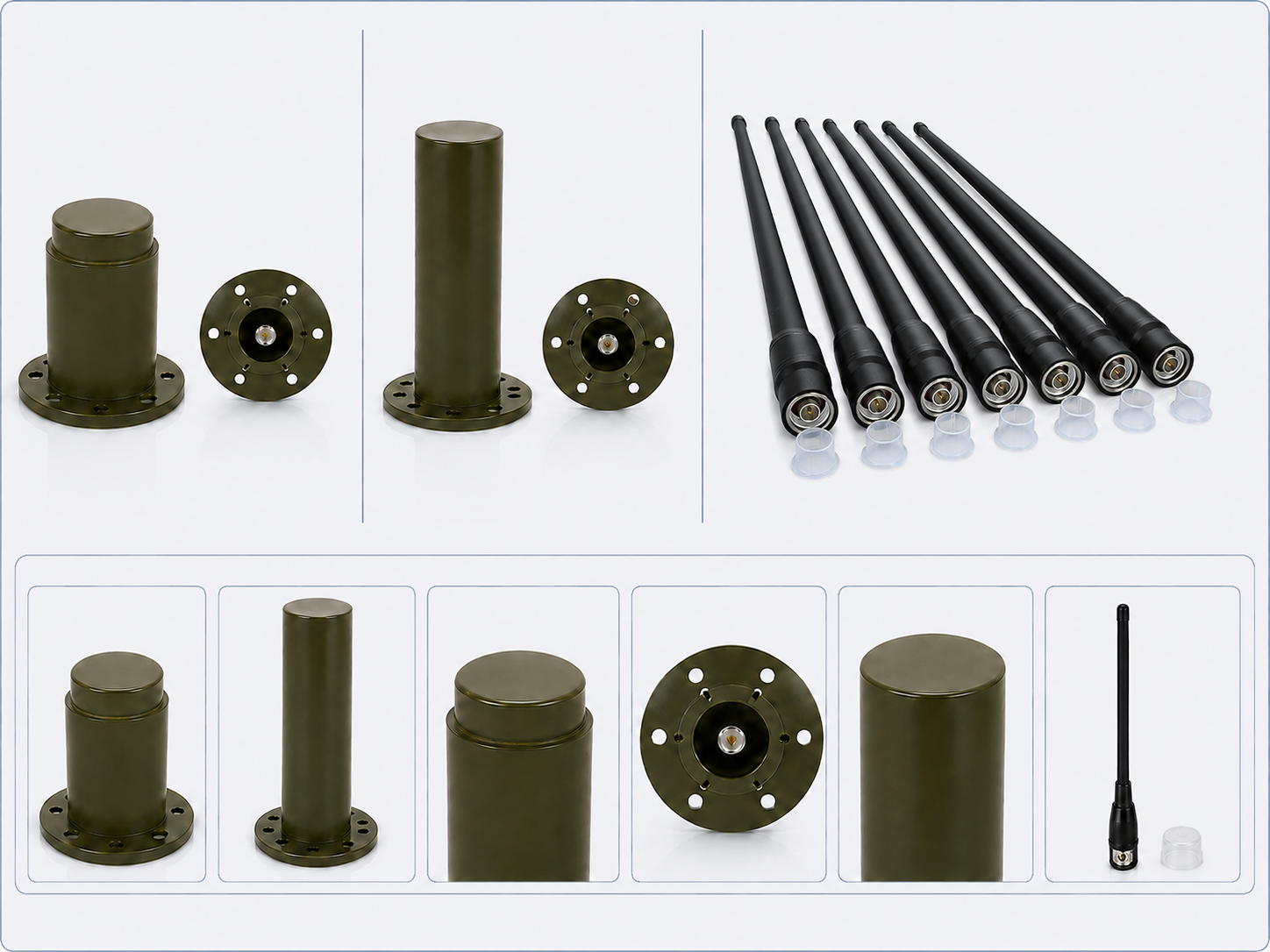 CorelixRF omnidirectional antenna model range with narrow-band and broadband antenna products
