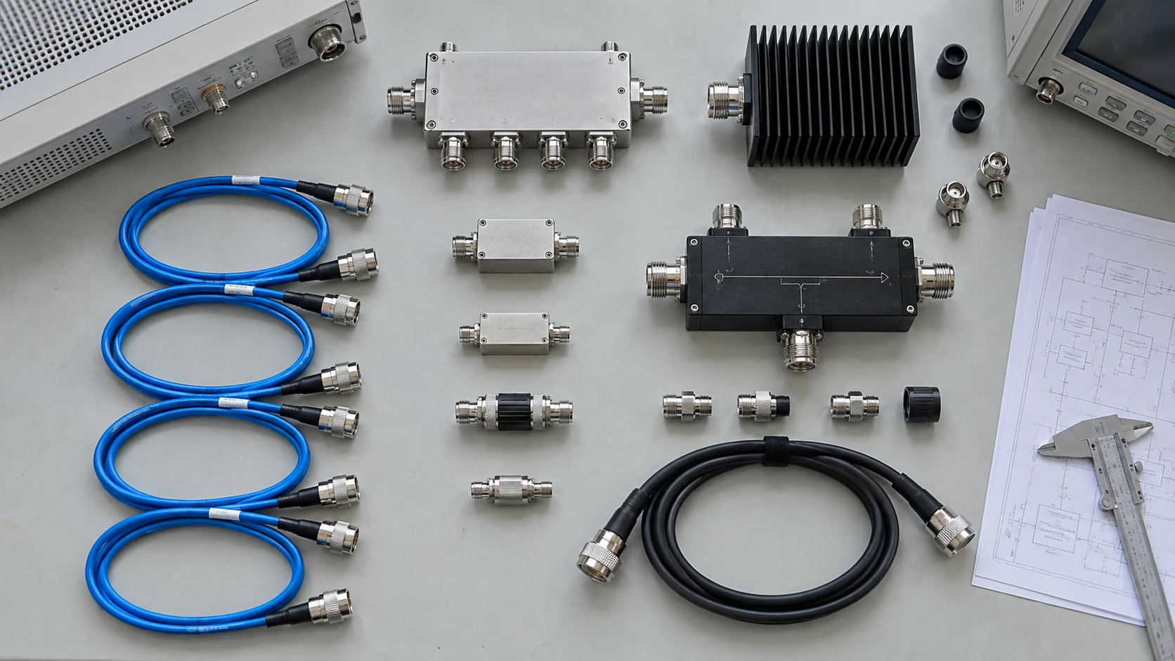 Coaxial test accessories for carrier-quality evaluation