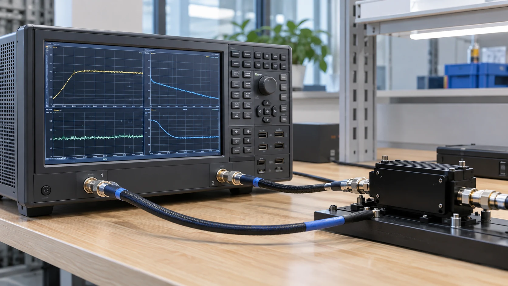 Amplifier gain response measurement using a network analyzer