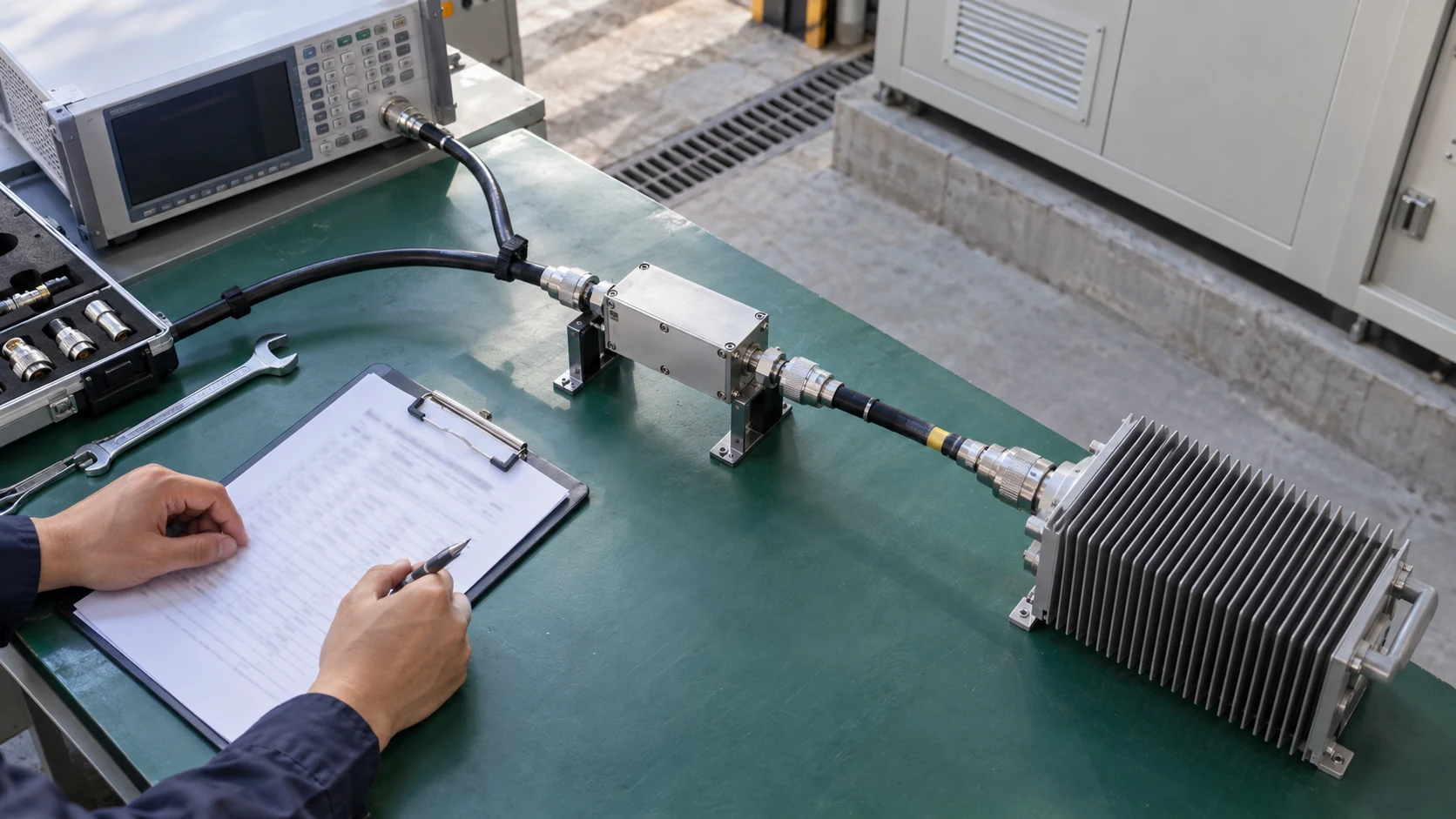 RF test path and checklist prepared for ground-equipment acceptance