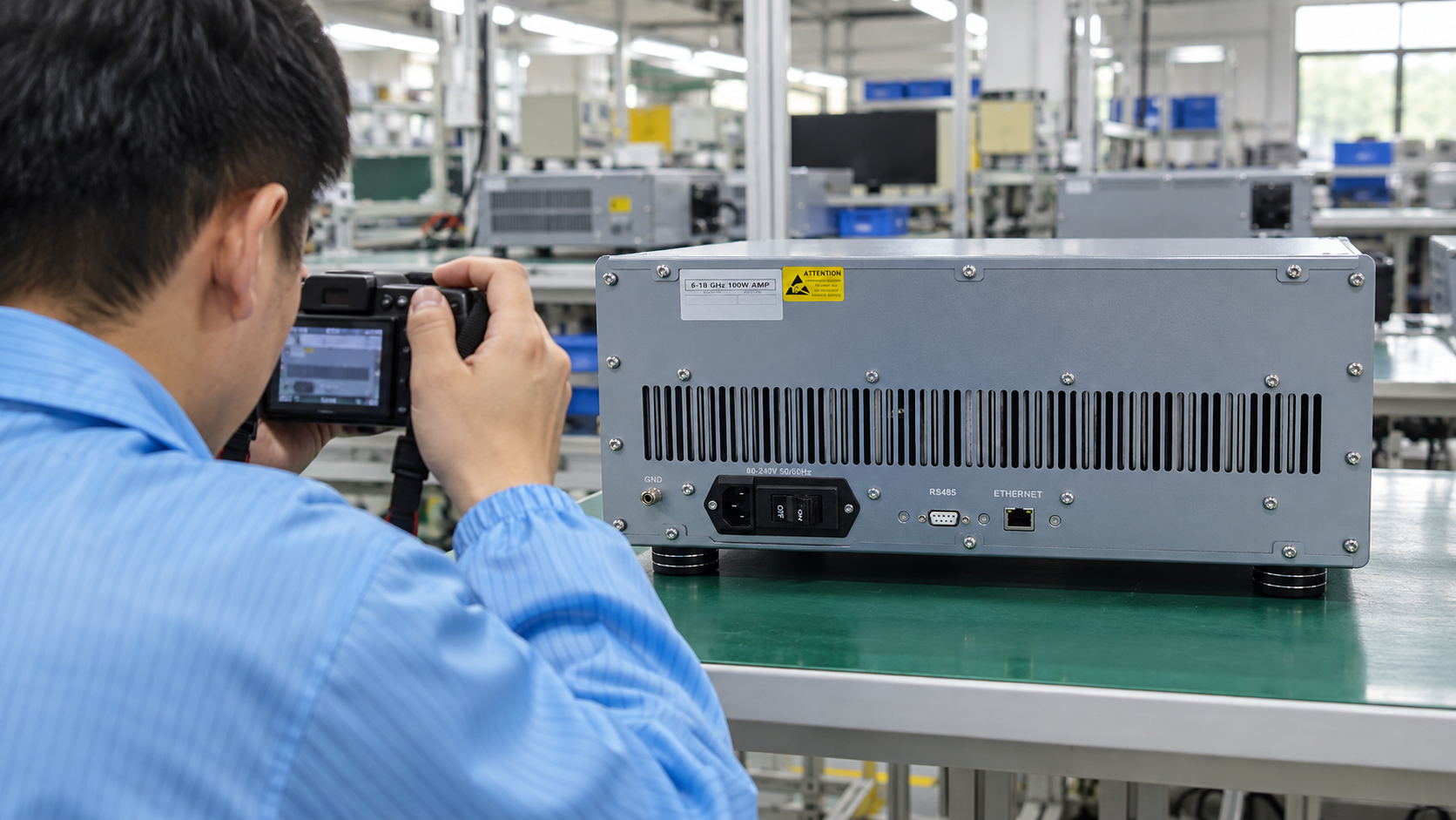 Rear interfaces of a CorelixRF rack amplifier