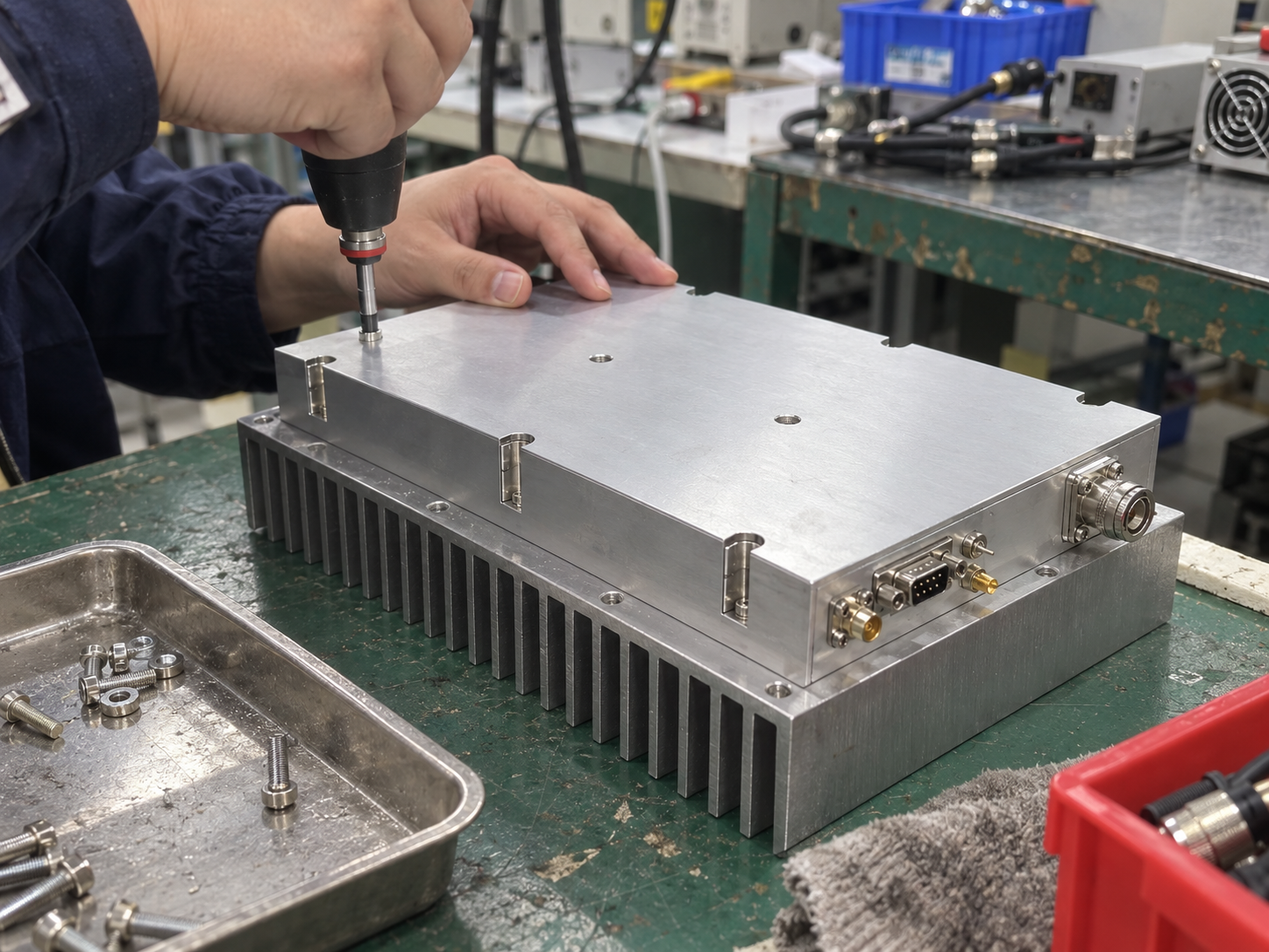 Thermal-interface inspection of the amplifier module and external heatsink